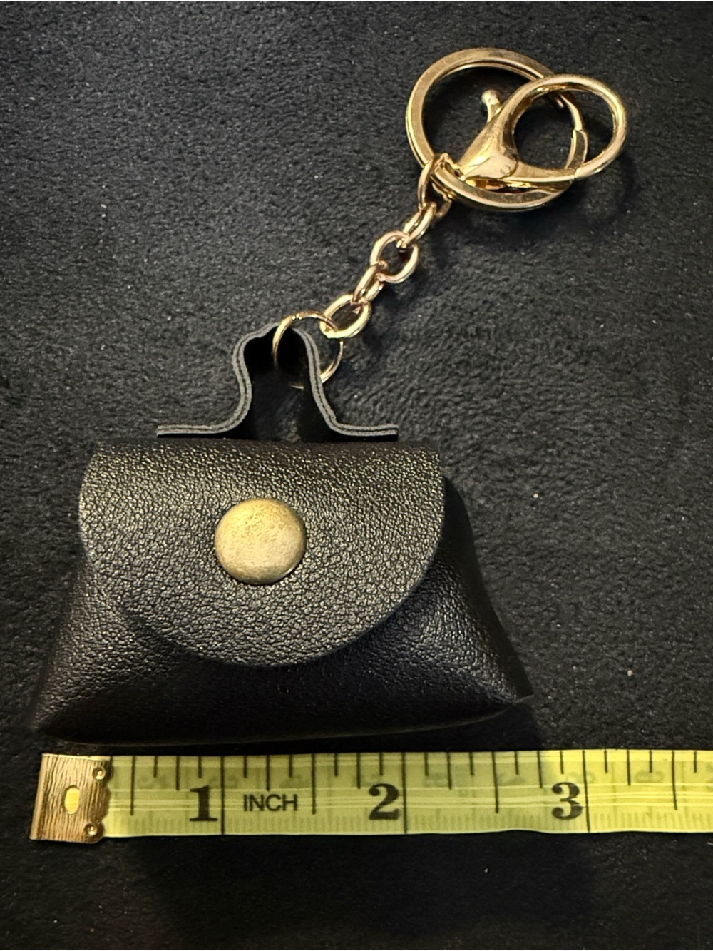 Black Mini Purse Keychain with Gold Hardware